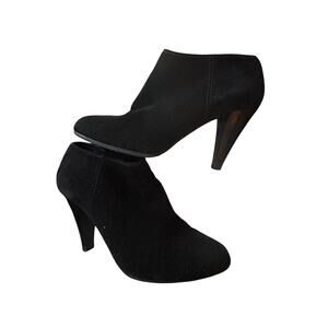 JCrew Kingston Suede Ankle Boots Black High Heel Whimsy Goth Size 8 Dust Bags